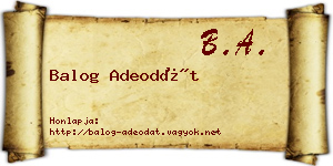 Balog Adeodát névjegykártya